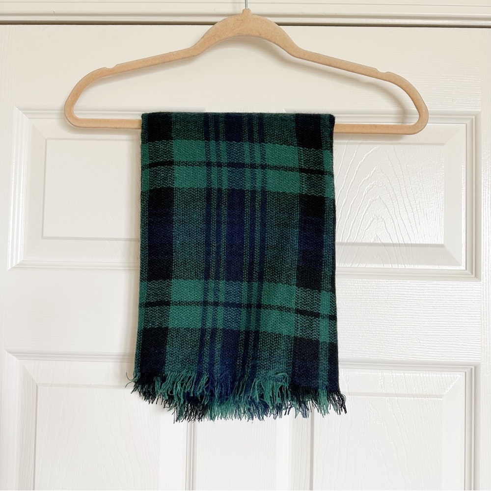 Blue and Green Plaid Infinity Scarf